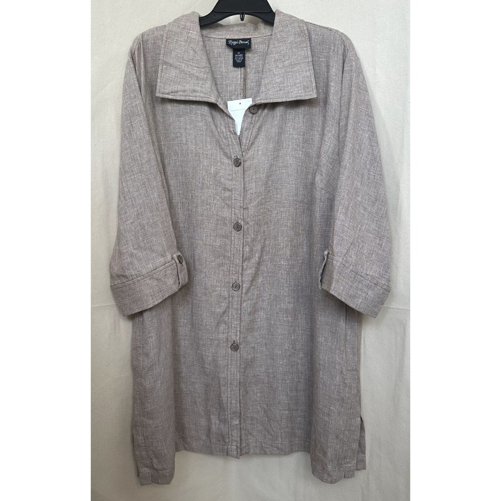 Maggie Barnes Light Taupe Button-Front Tunic